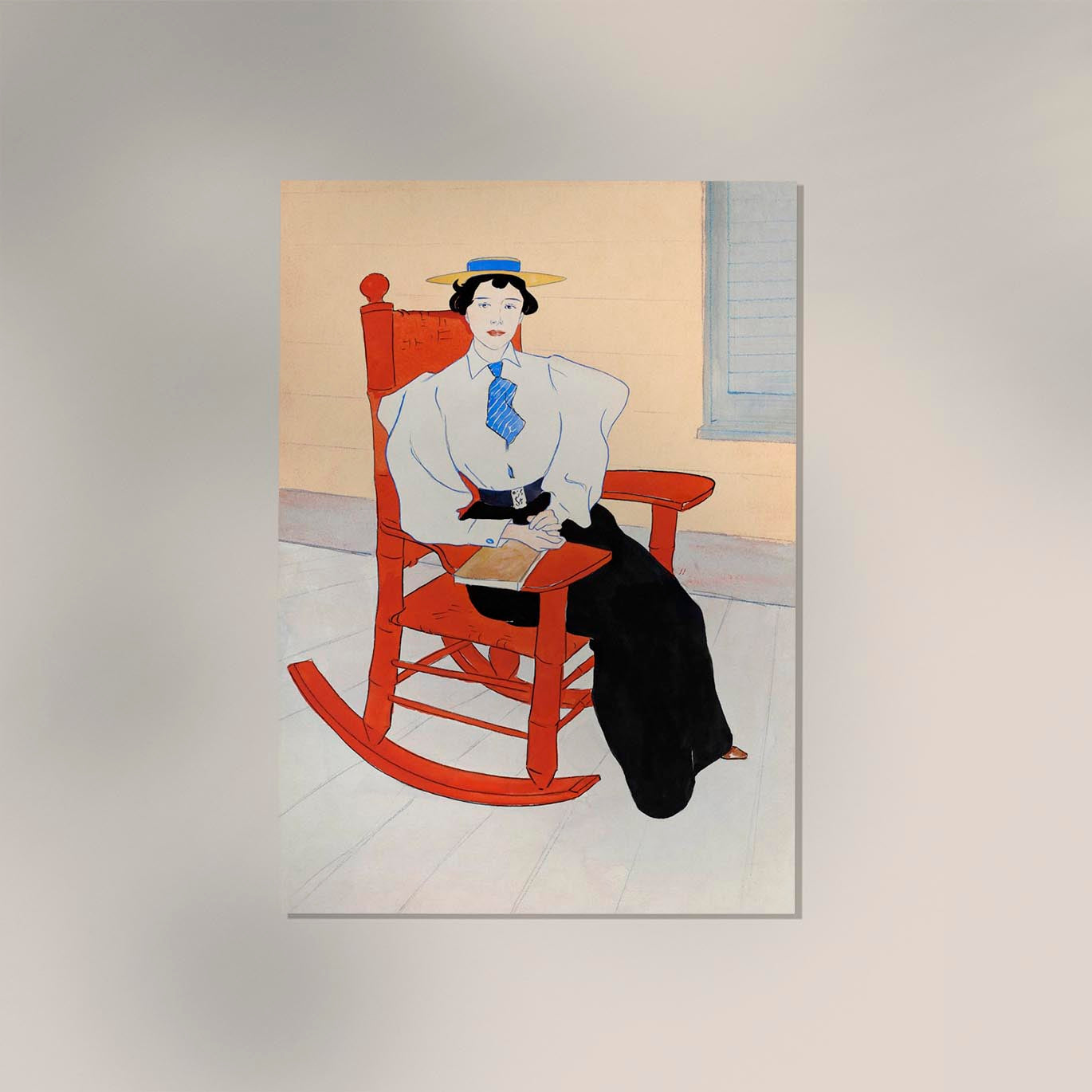 Young Woman Seated in a Red Rocking Chair by Edward Penfield