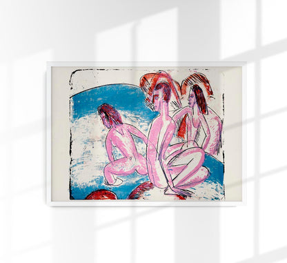 Three Bathers by Stones by Ernst Kirchner