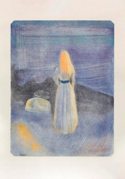 Edvard Munch Young Woman on the Beach Art Poster