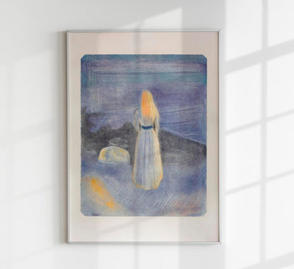 Edvard Munch Young Woman on the Beach Art Poster