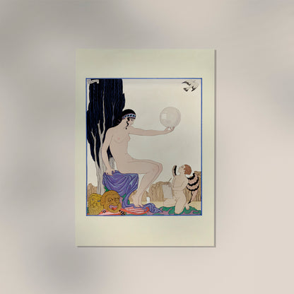 Seated Woman and Cherub Vintage Poster