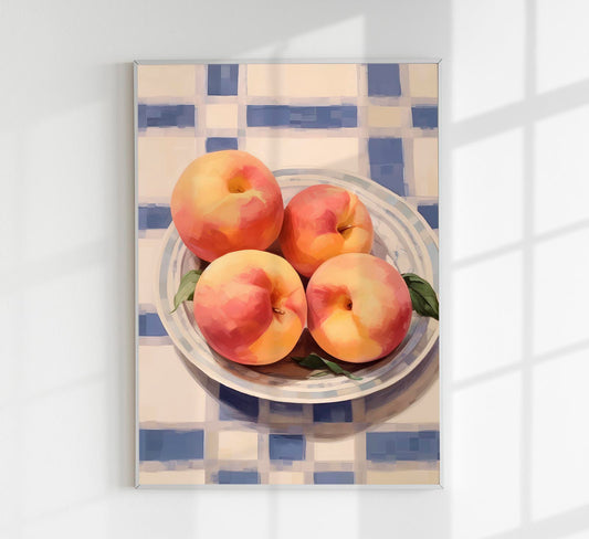 Peaches at the table Art Print