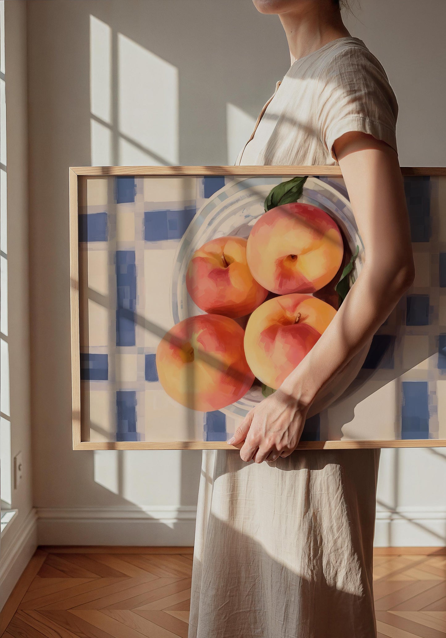 Peaches at the table Art Print