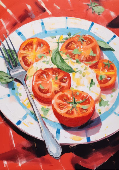 Burrata and Tomatoes Art Print