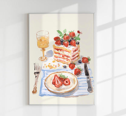 Berries and the cake Art Print