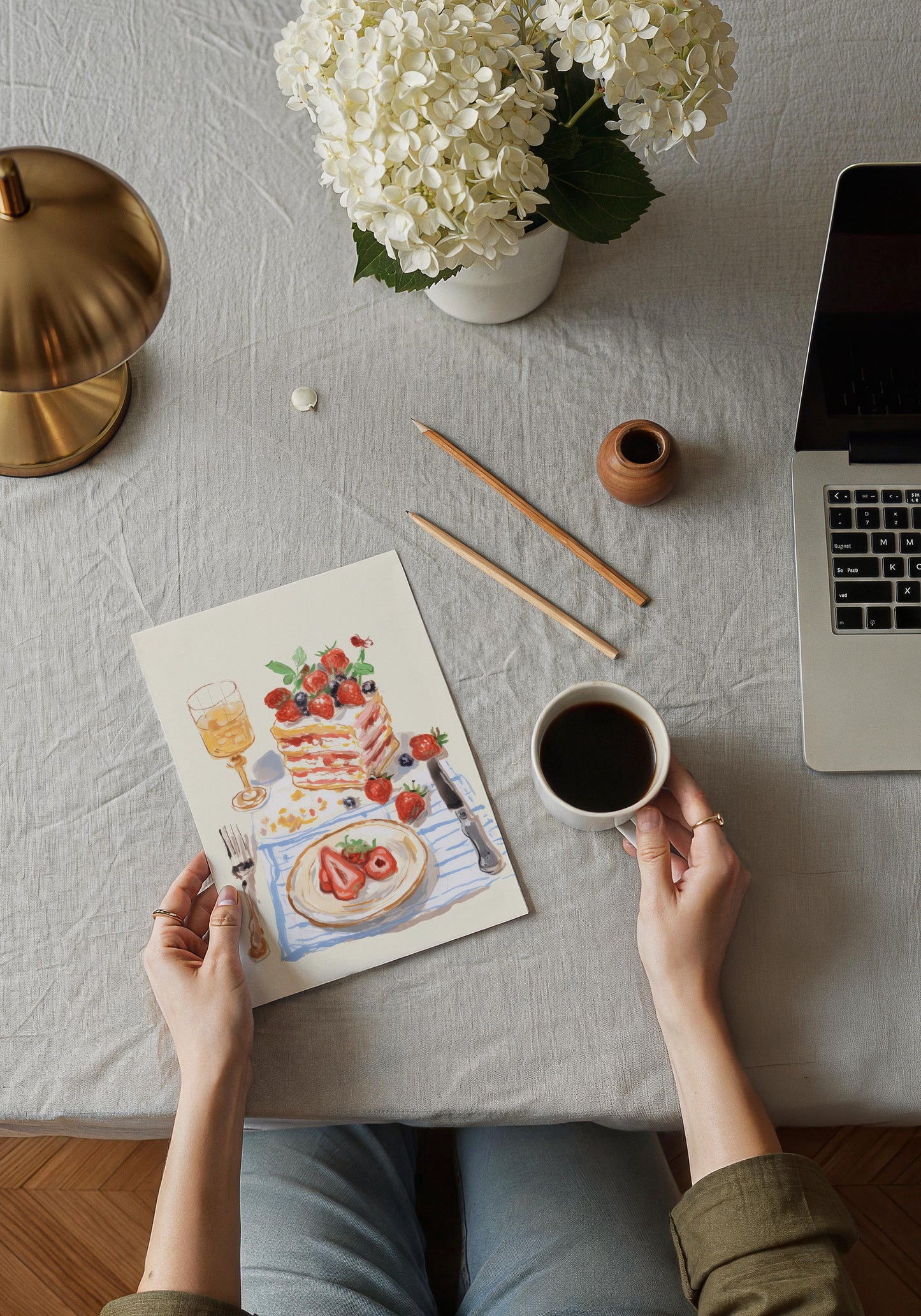 Berries and the cake Art Print