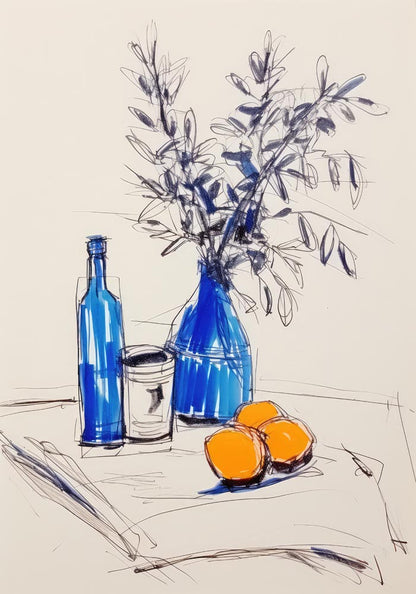 Orange and Blues Art Print
