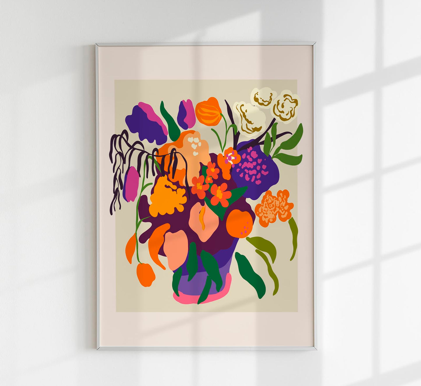 Vase with colorful flowers Art Print