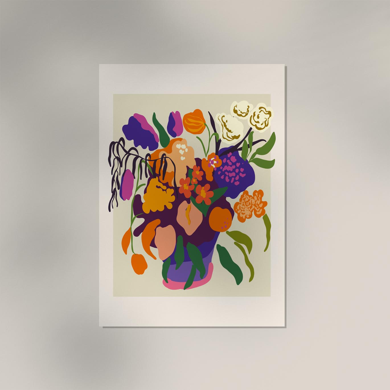 Vase with colorful flowers Art Print