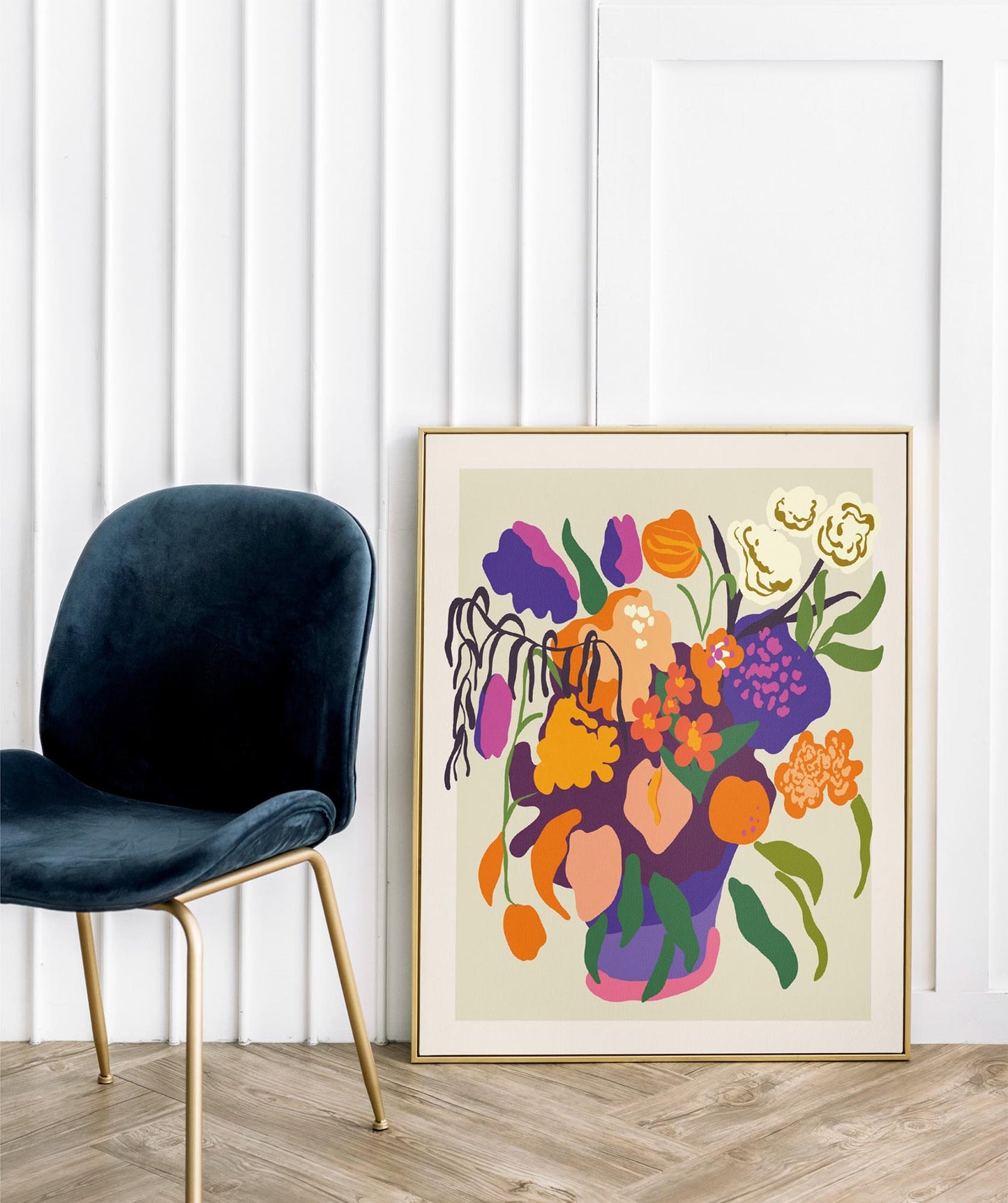 Vase with colorful flowers Art Print