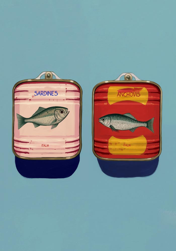 Sardines and Anchovis can Set of 2 Prints