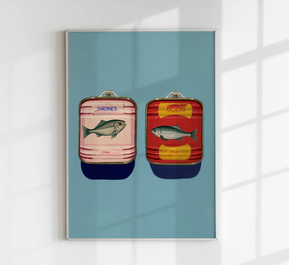 Sardines and Anchovis can Set of 2 Prints