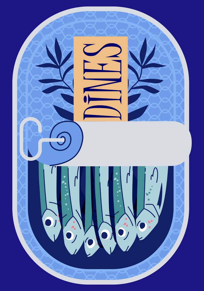 Sardines Blue Art Print
