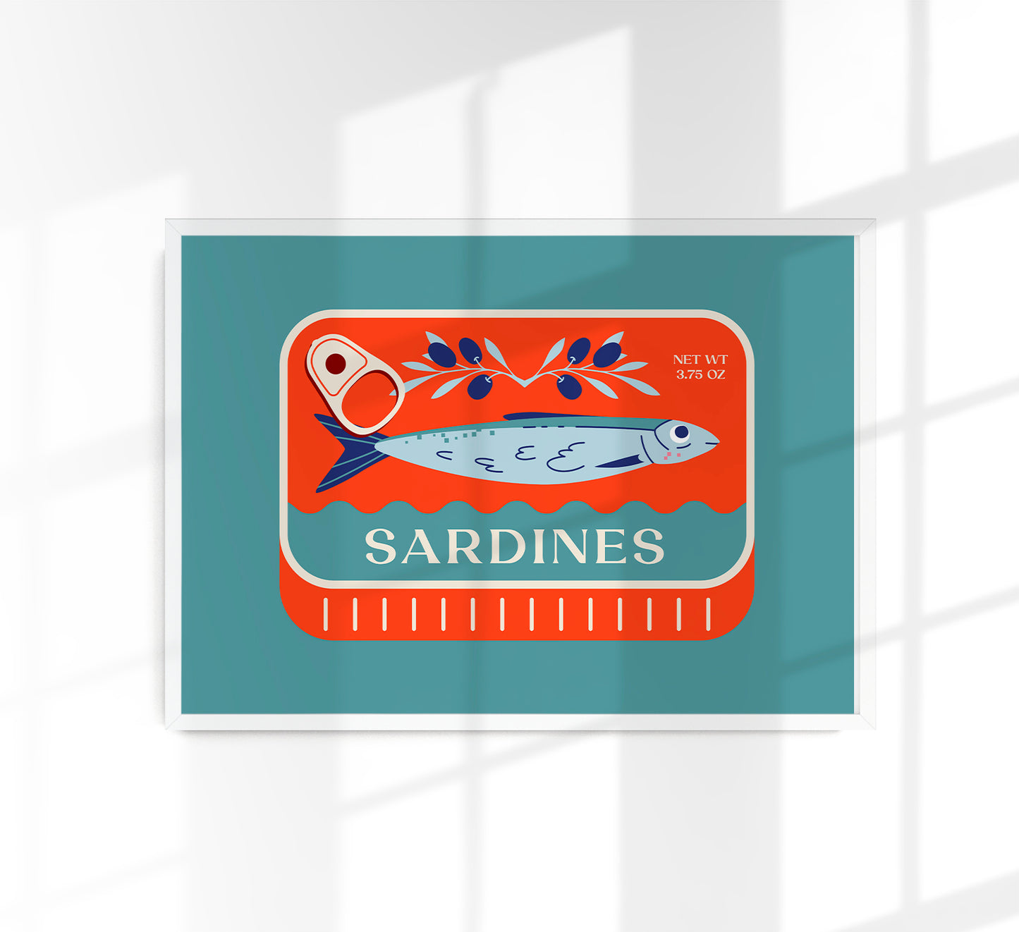 Sardines Red & Blue Art Print