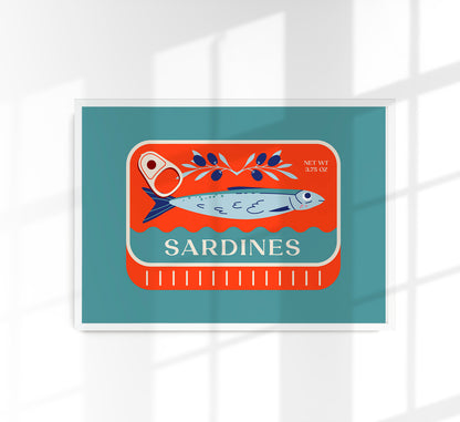 Sardines Red & Blue Art Print