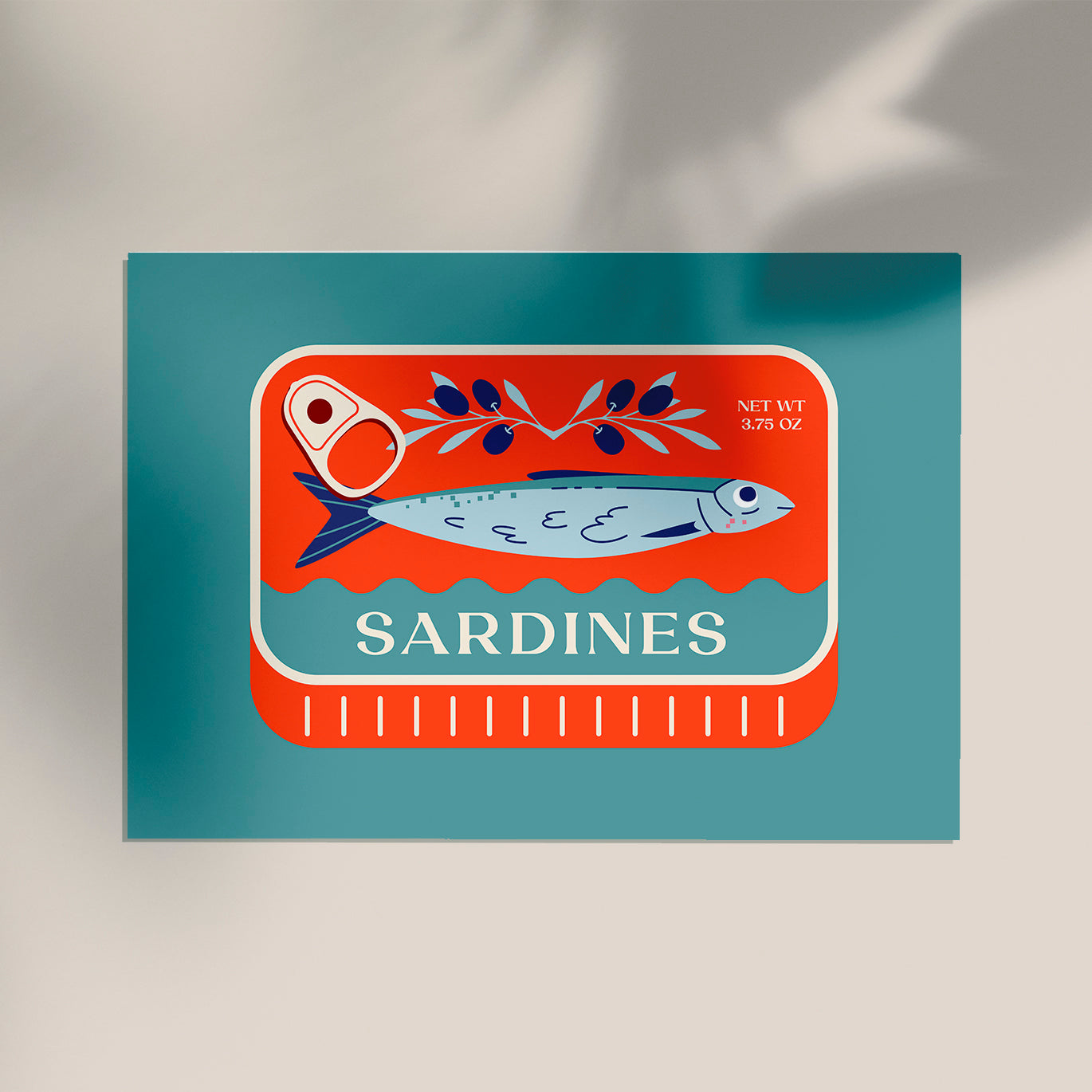 Sardines Red & Blue Art Print
