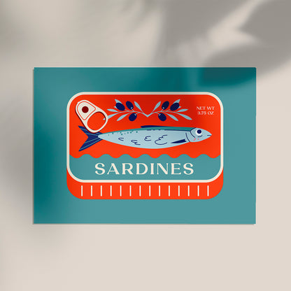 Sardines Red & Blue Art Print