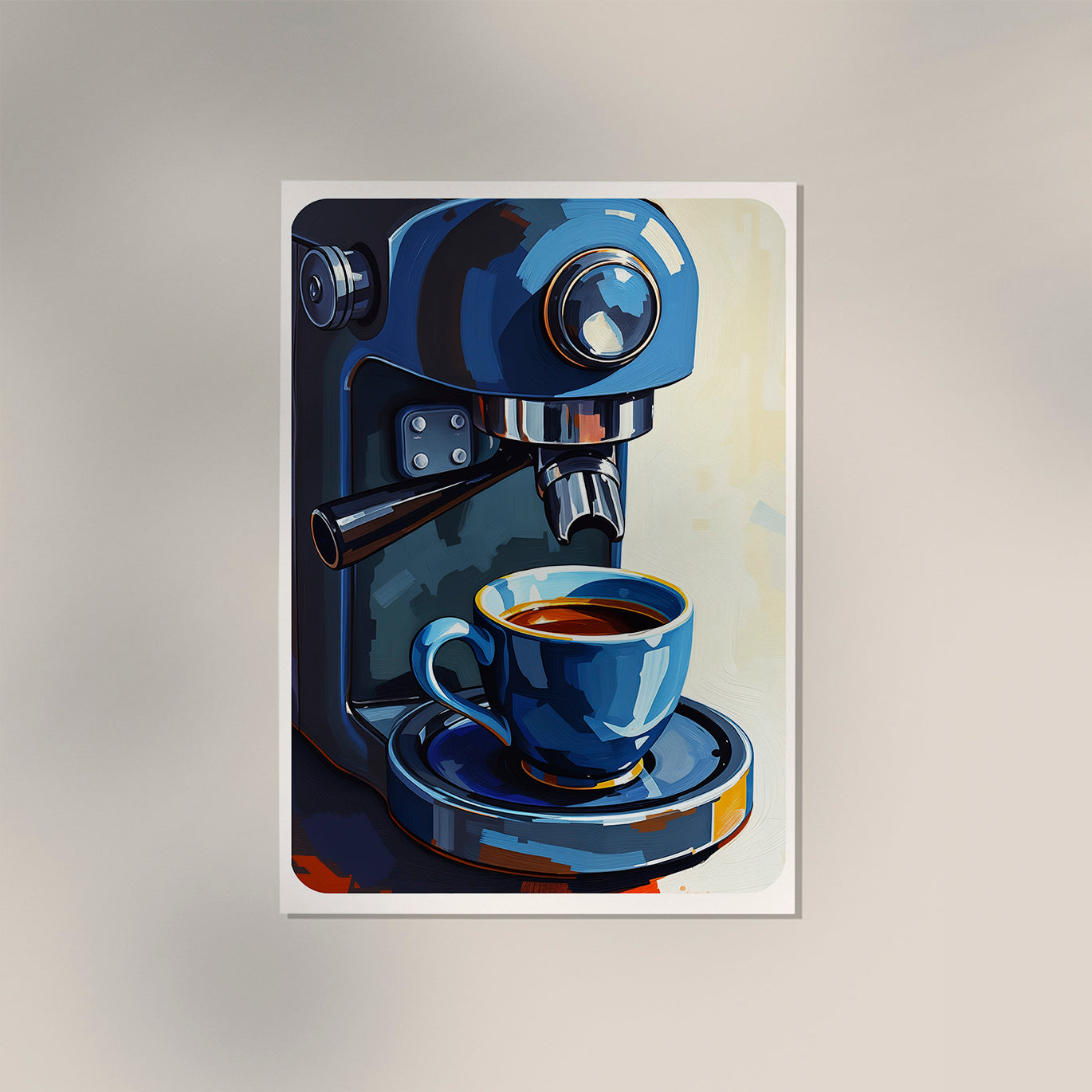 Blue Coffee Machine Food Poster