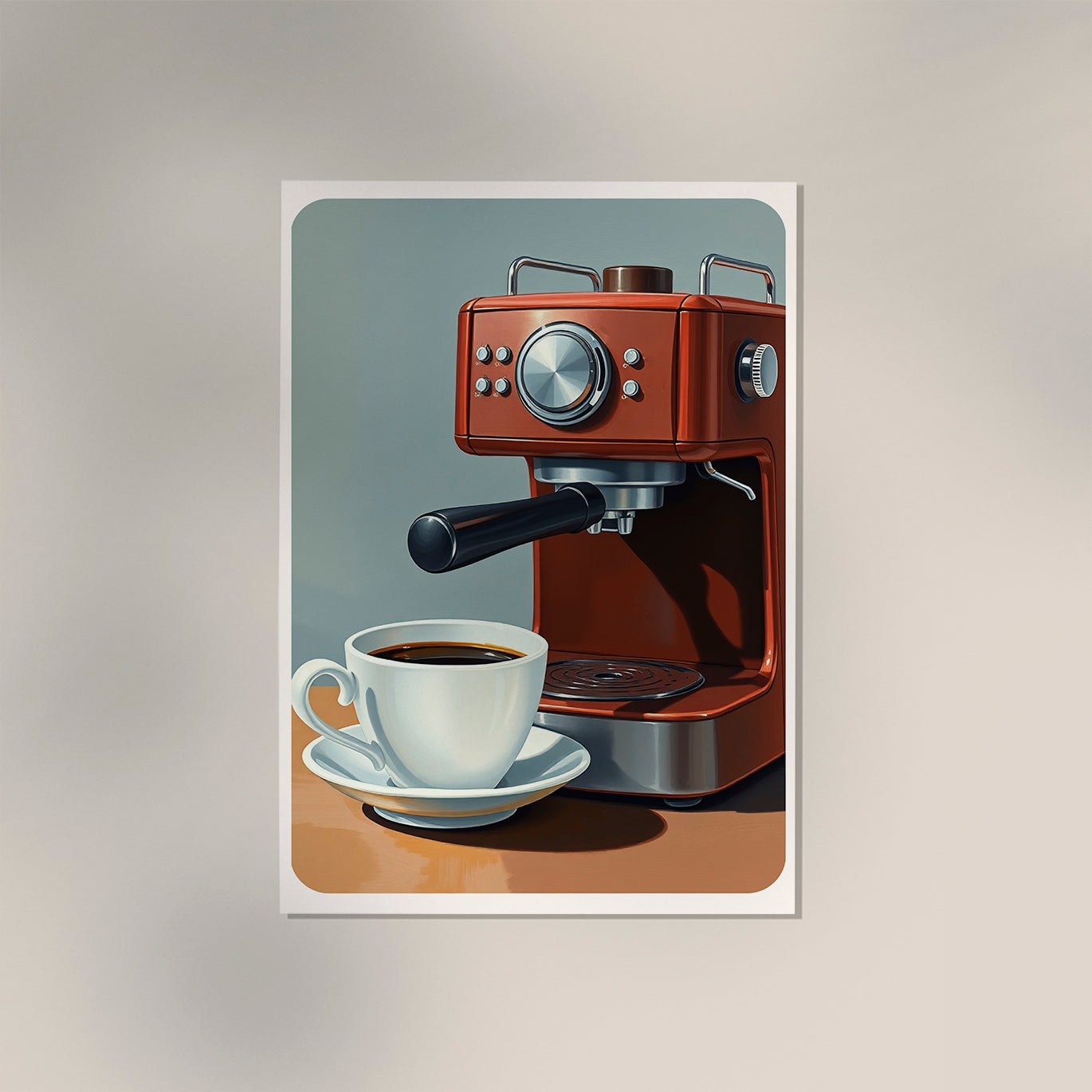 Red Coffee Machine Food Poster