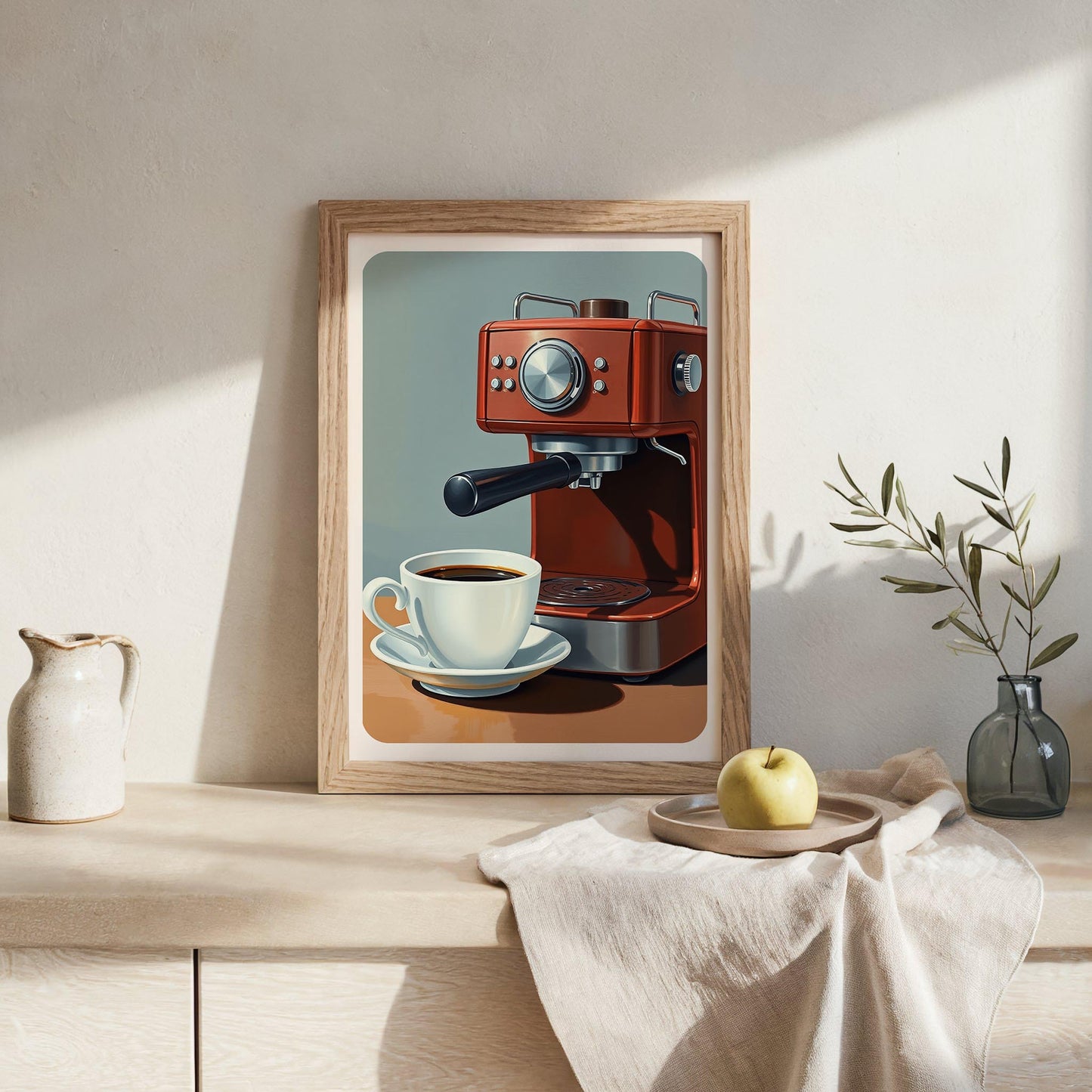 Red Coffee Machine Food Poster
