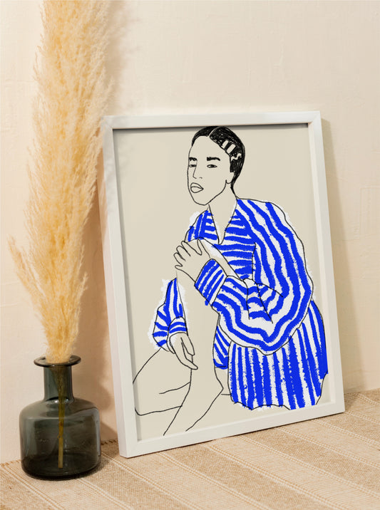 Sale: Blue striped shirt A3 Size Fine Art Print