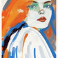 Girl in Blue and Orange Art Print