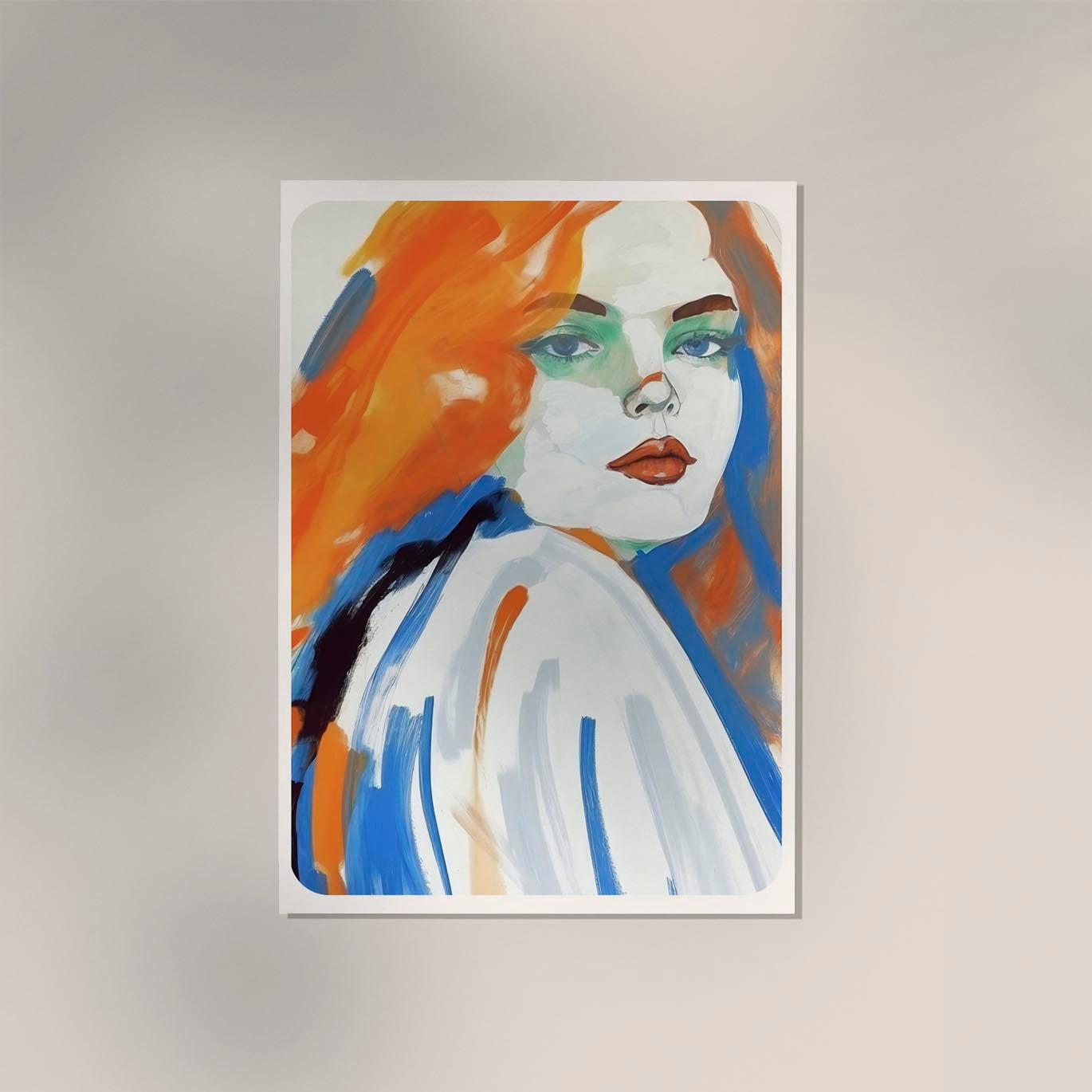 Girl in Blue and Orange Art Print