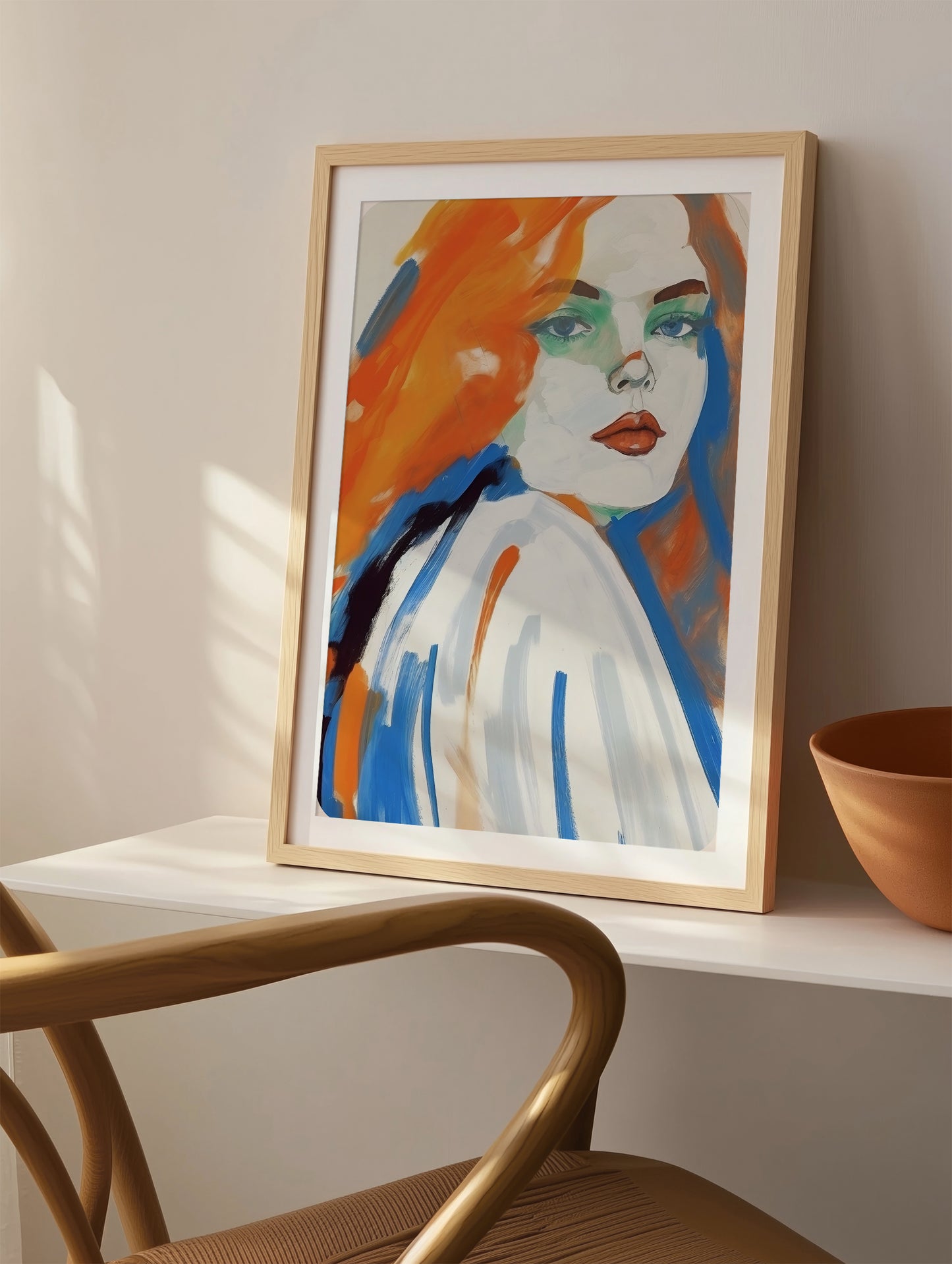 Girl in Blue and Orange Art Print