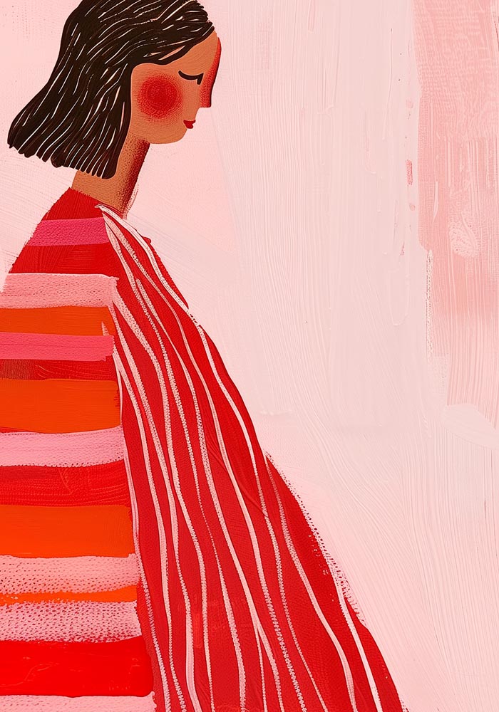 Red Dress Girl Art Print