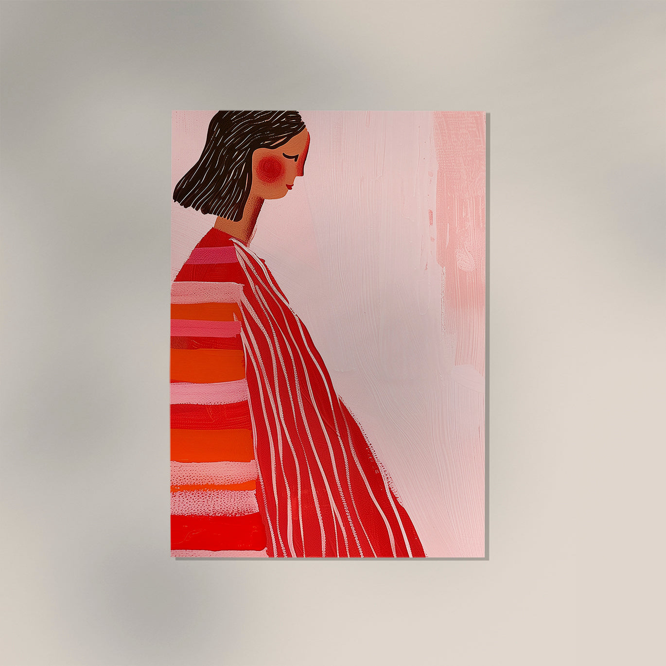 Red Dress Girl Art Print