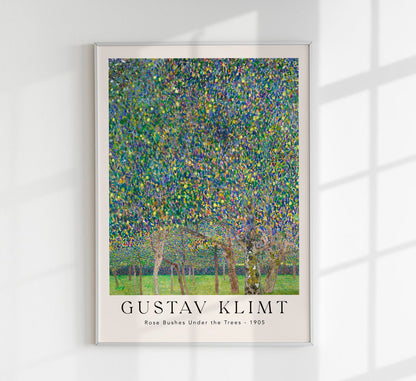 Rose Bushes Under the Trees by Gustav Klimt Exhibition Poster