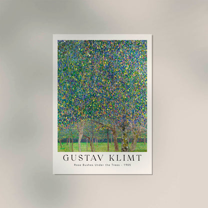 Rose Bushes Under the Trees by Gustav Klimt Exhibition Poster