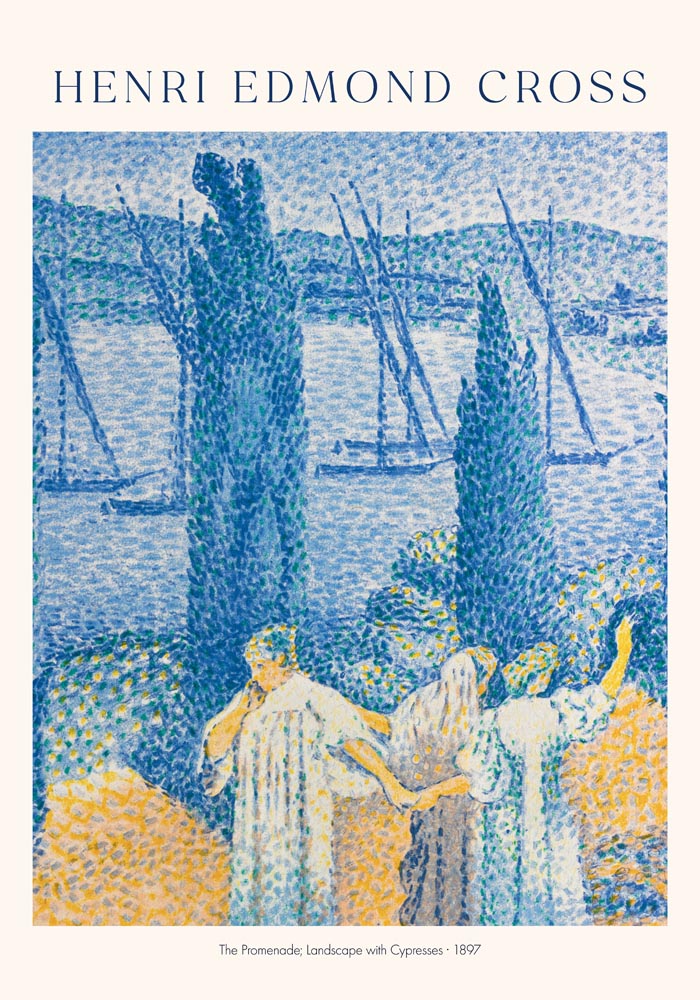 The Promenade, Landscapes with Cypresses by Henri Edmond Cross Exhibition Poster