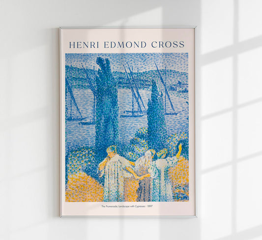 The Promenade, Landscapes with Cypresses by Henri Edmond Cross Exhibition Poster