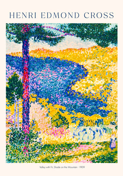 Valley with Fir Shade on the mountain by Henri Edmond Cross Exhibition Poster