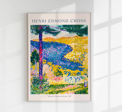 Valley with Fir Shade on the mountain by Henri Edmond Cross Exhibition Poster