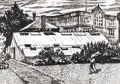 Figure and Buildings Drawing by Henry Lyman