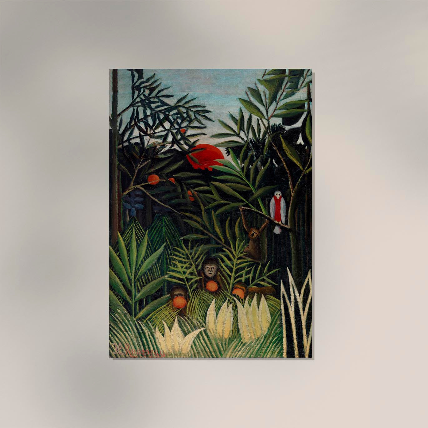 Monkeys and Parrot by Rousseau Art Print