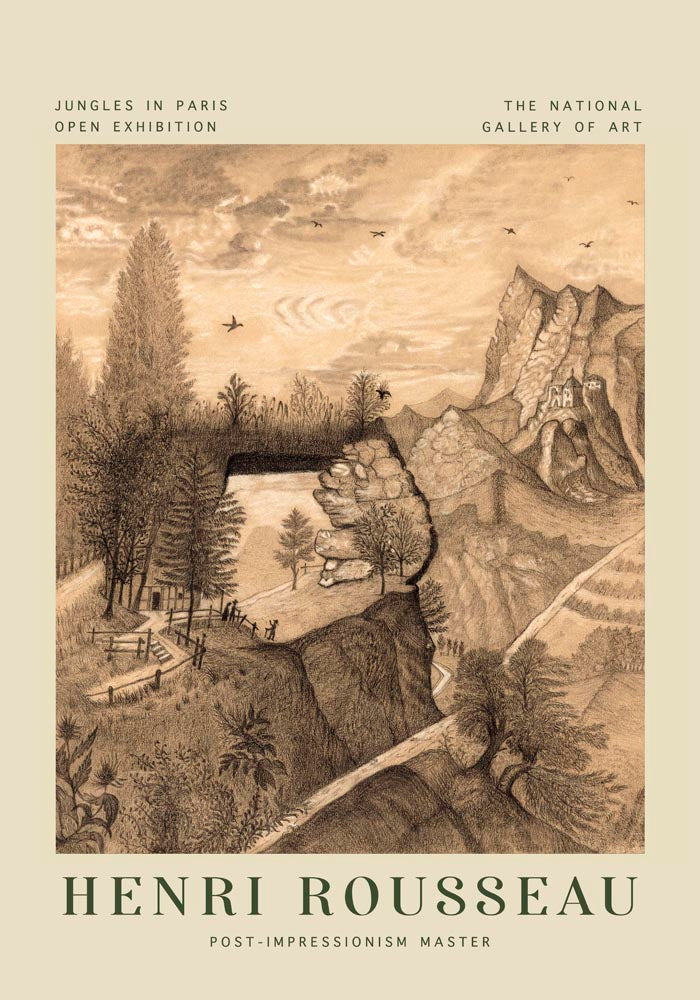 Hikers Climbing Rousseau Exhibition Poster