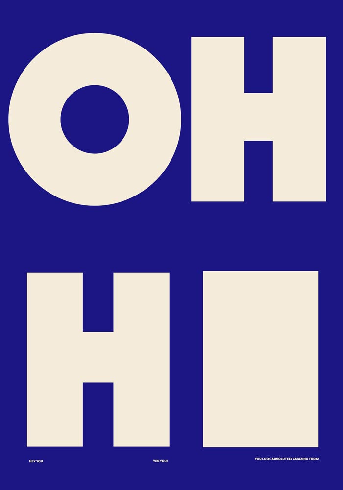 Oh Hi! Dark Blue Art Print