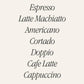 The Coffee List Art Poster