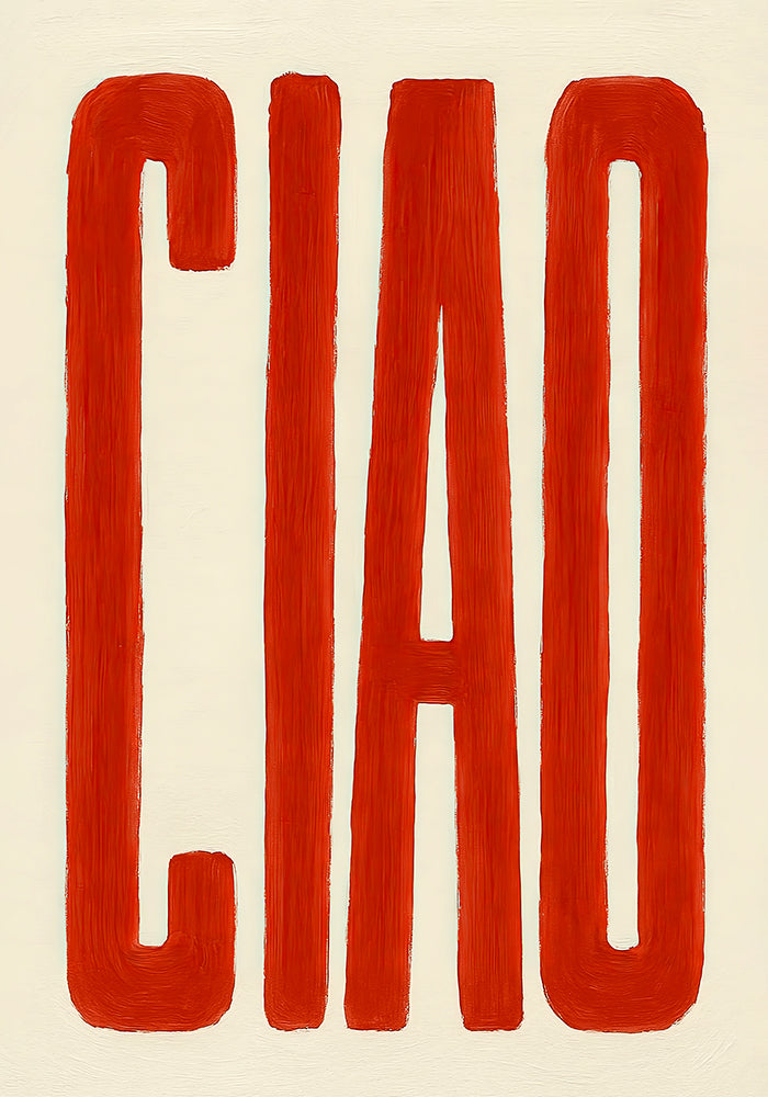 Red 'CIAO' text on a beige background