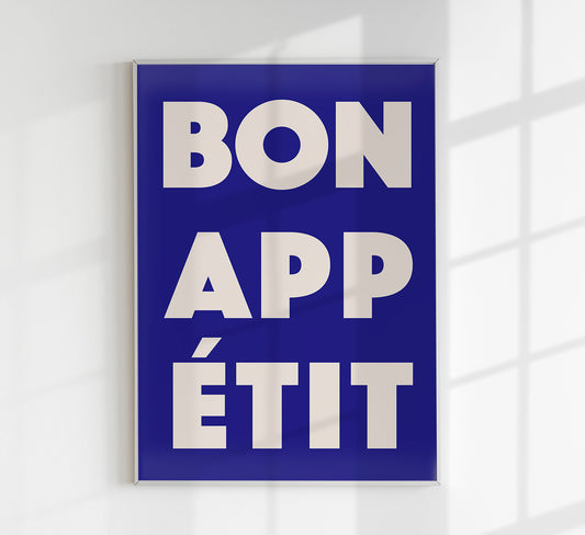 Bon Appétit Navy Blue Art Print