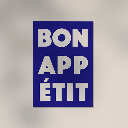 Bon Appétit Navy Blue Art Print