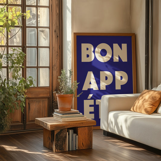 Bon Appétit Navy Blue Art Print
