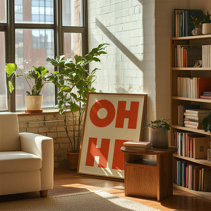 Oh Hi! White & Coral Art Print