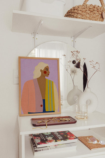 Girl In Lila Art Poster