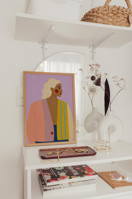 Girl In Lila Art Poster