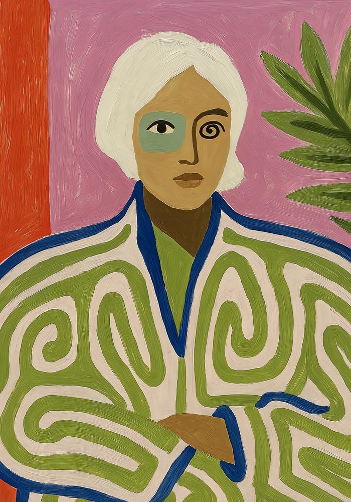 Girl & Exotic Jacket Art Print