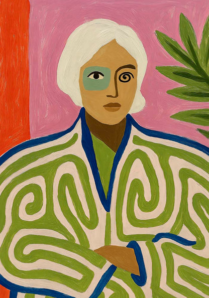 Girl & Exotic Jacket Art Print